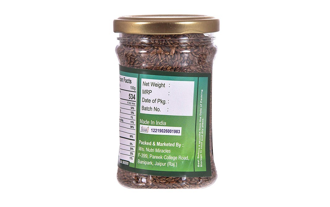 Nutri Miracle Roasted Flax Seeds    Glass Jar  150 grams